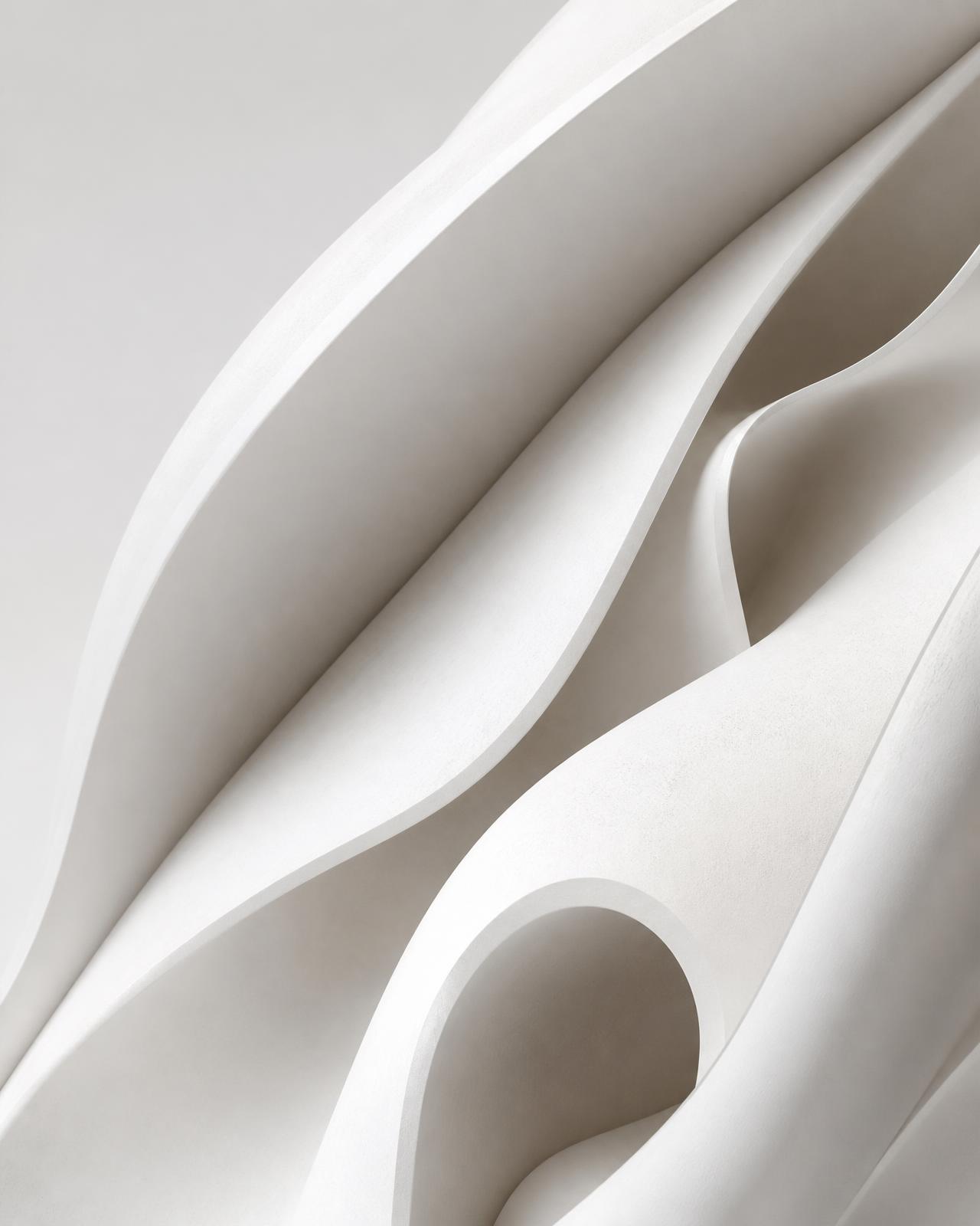 Abstract flowing white sculptural surfaces